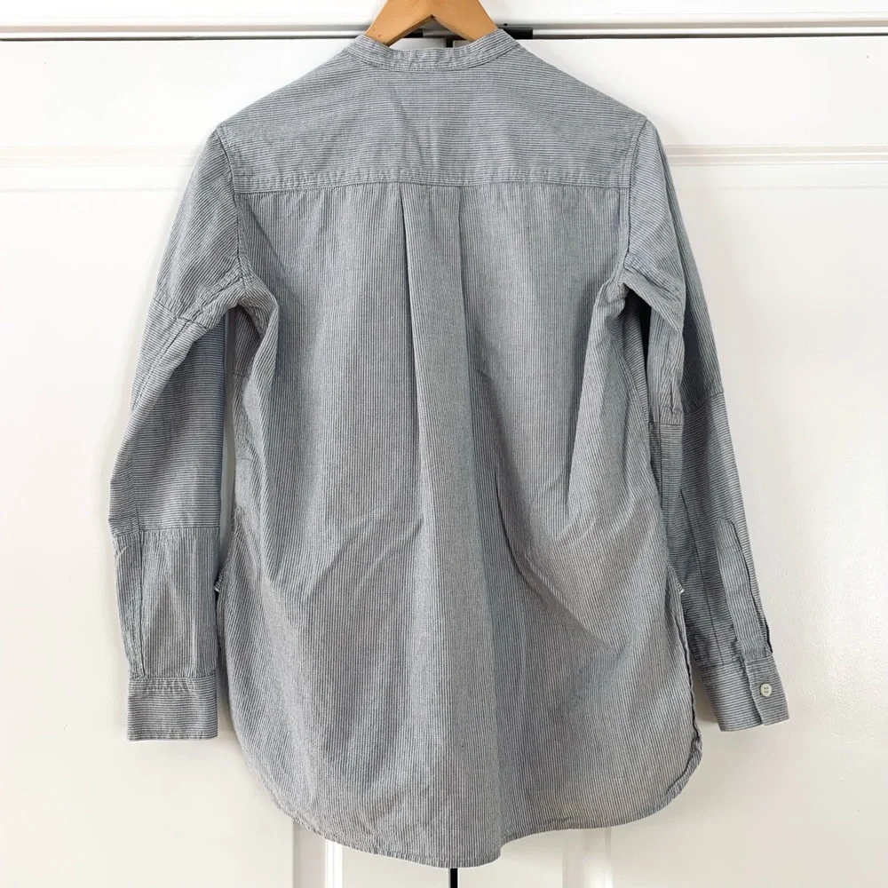 Billy Reid Sz XS Button Down Shirt Band Collar Patchwork Stripe Cotton Menswear - Picture 4 of 9